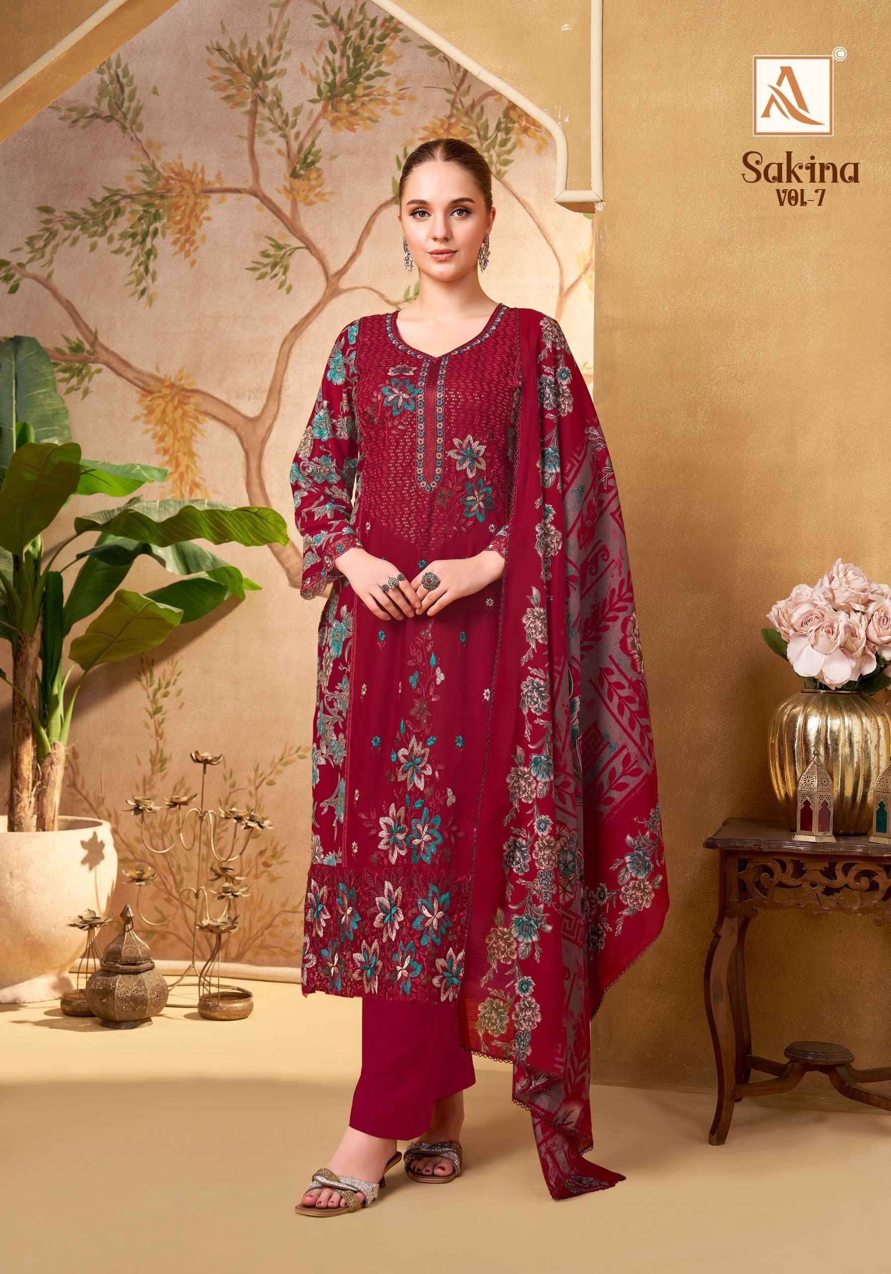 SAKINA-7 1115 01 to 06 Series Beautiful Stylish Festive Suits Fancy Colorful Casual Wear & Ethnic Wear & Ready To Wear Heavy Viscose Reyon Print Dresses At Wholesale Price